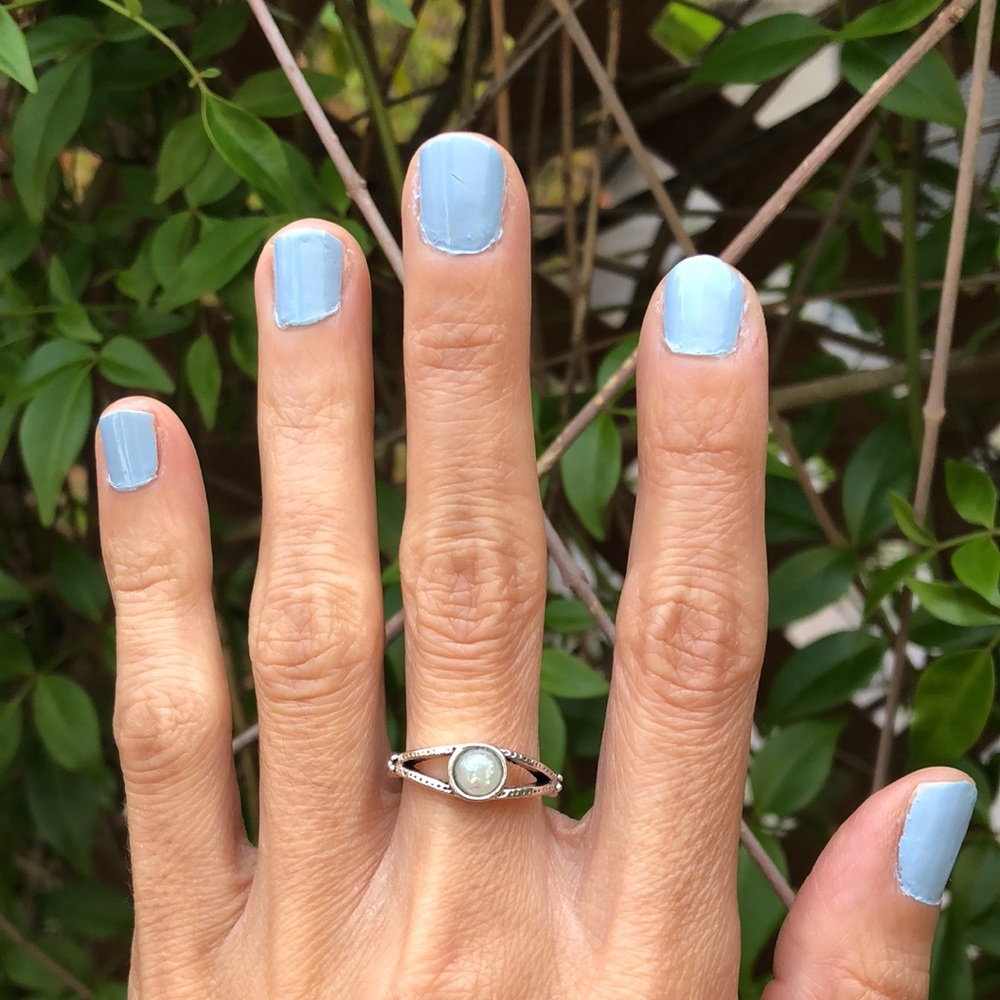 Iridescent White Opal Boho Ring - Picture 3 of 7